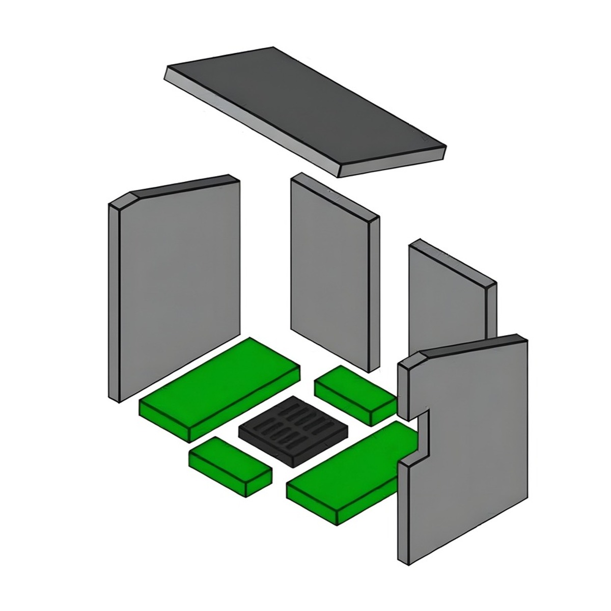 Amstad 3.0 | Brennraum Boden, Set 4-teilig