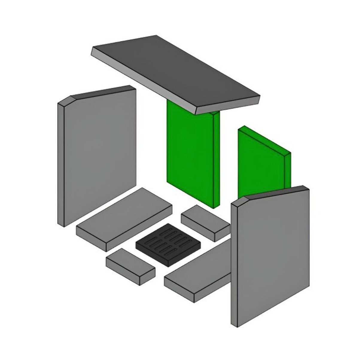 Nyborg | Brennraum hinten, Set 2-teilig 330 x 187 x 25 mm