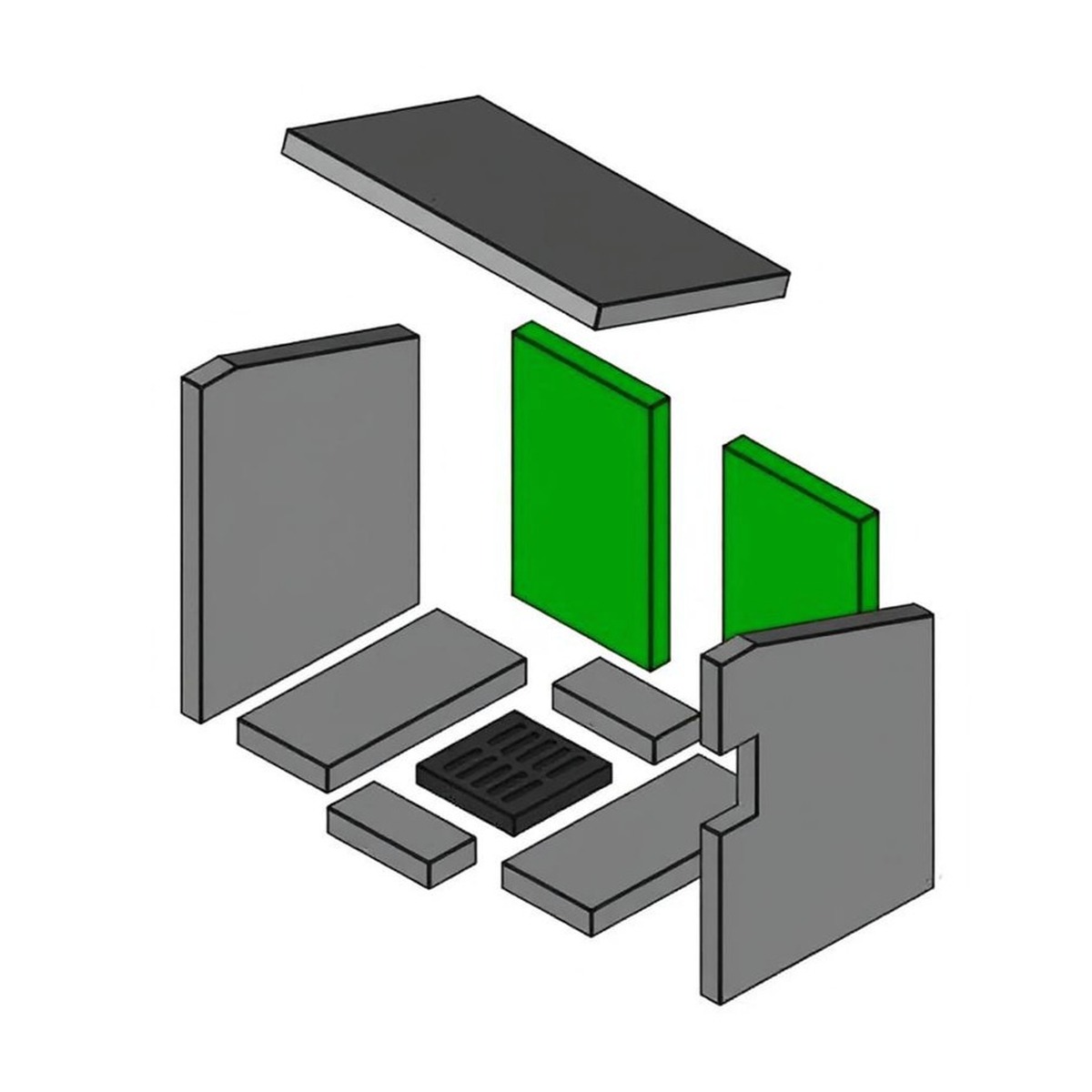 Amstad 3.0 | Brennraum hinten, Set 2-teilig 330 x 187 x 25 mm