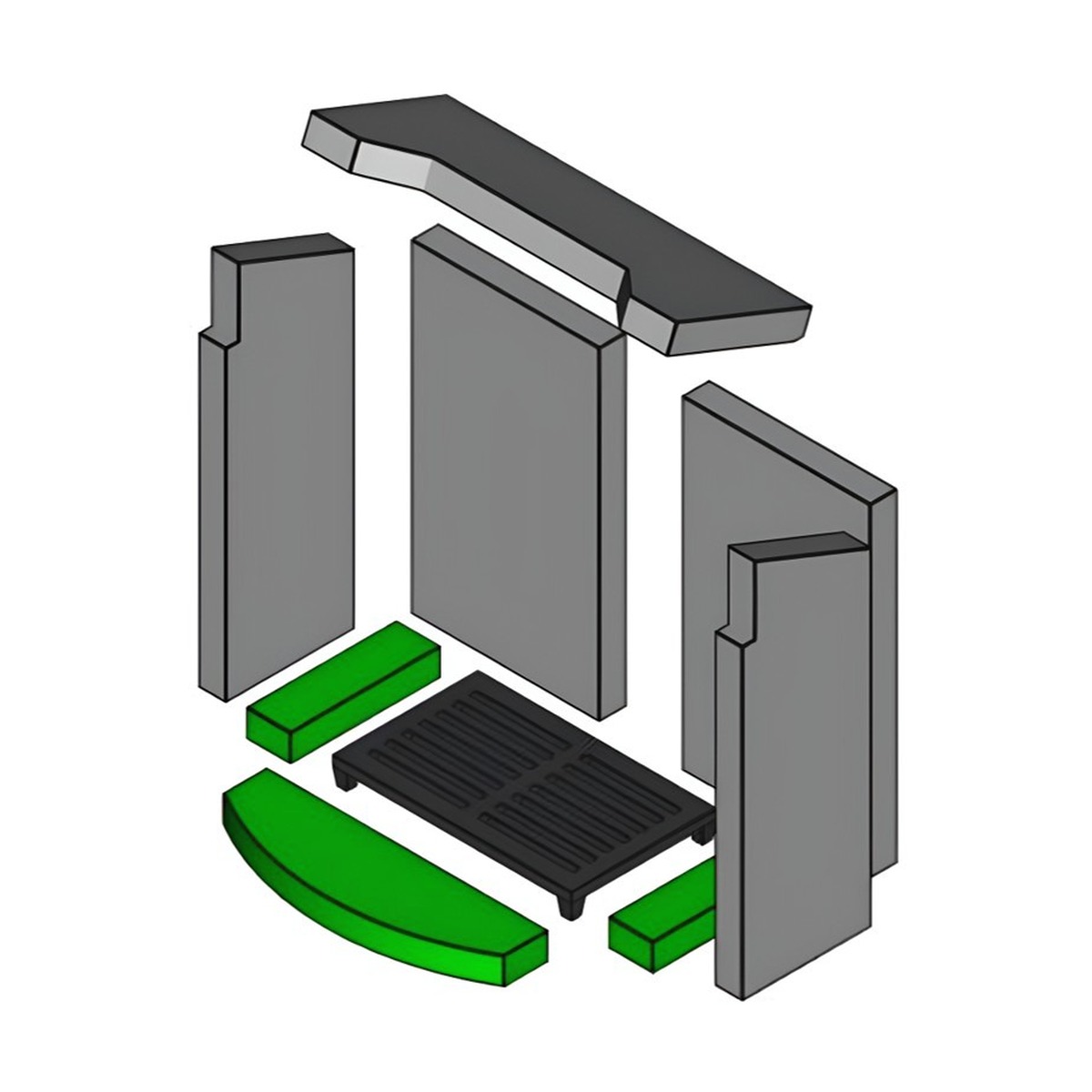 Brennraum Boden Set 3-teilig – Ersatzteil für Conforto Kaminöfen