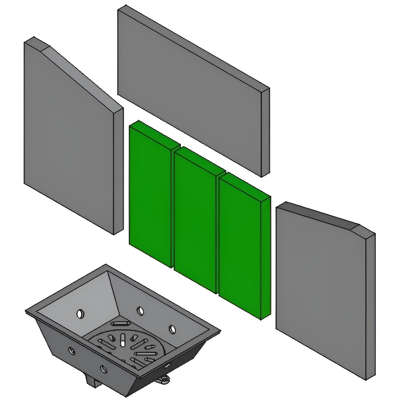Brennraum hinten Set 3-teilig – Ersatzteil für Conforto Kaminöfen