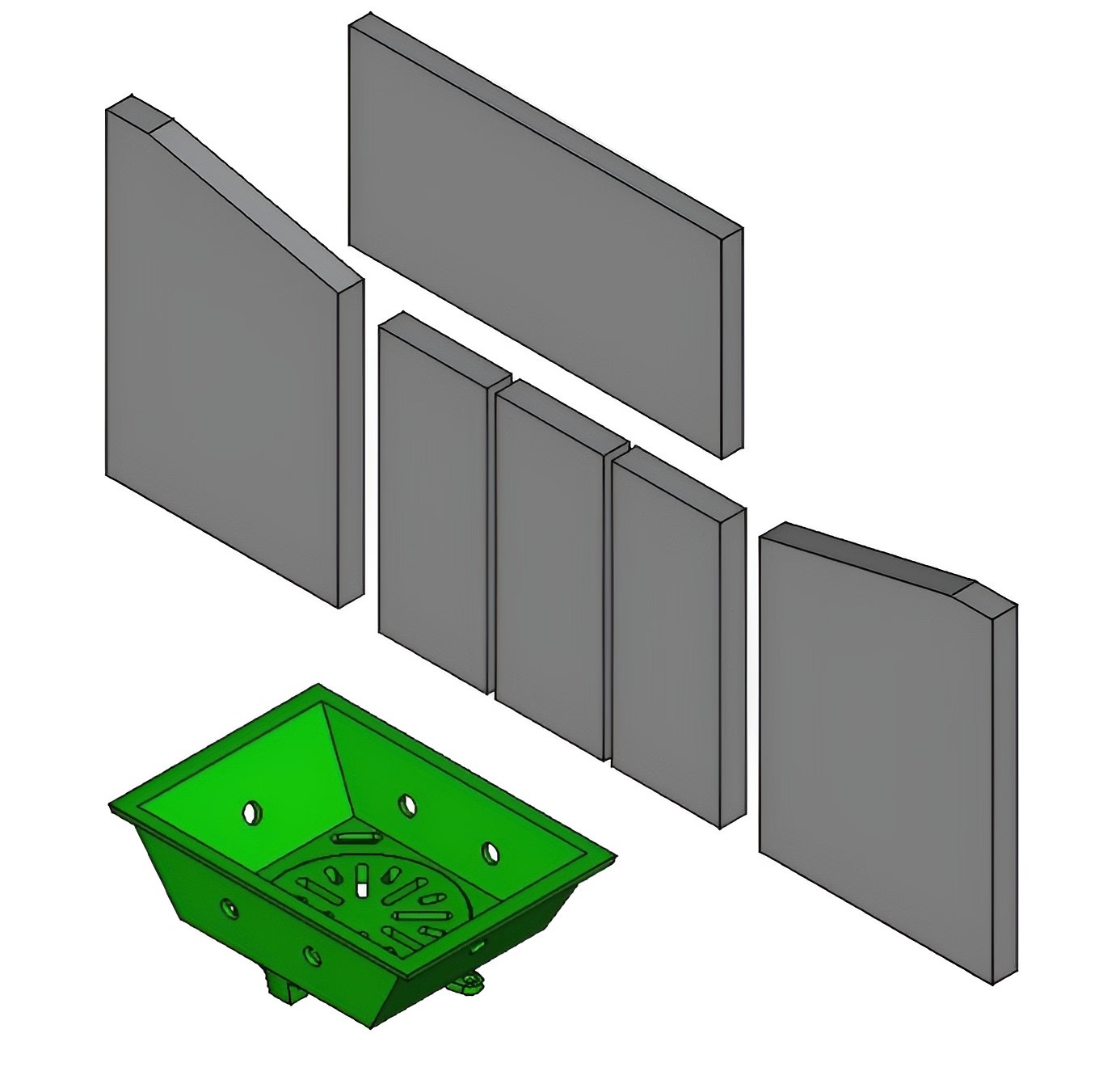 Gussmulde mit Drehrost 355 x 253 x 130 mm – Ersatzteil für Conforto Kaminöfen